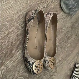 Snakeskin Minnie flats Tory Burch